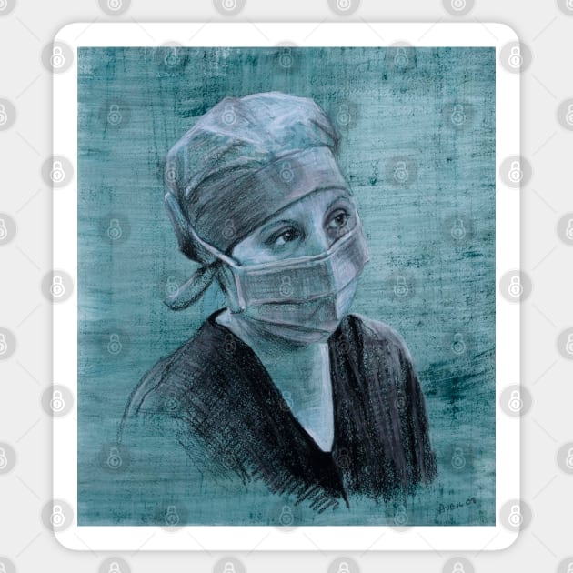 Nurse Mel  - Drawing by Avril Thomas - Adelaide Artist Sticker by AvrilThomasart